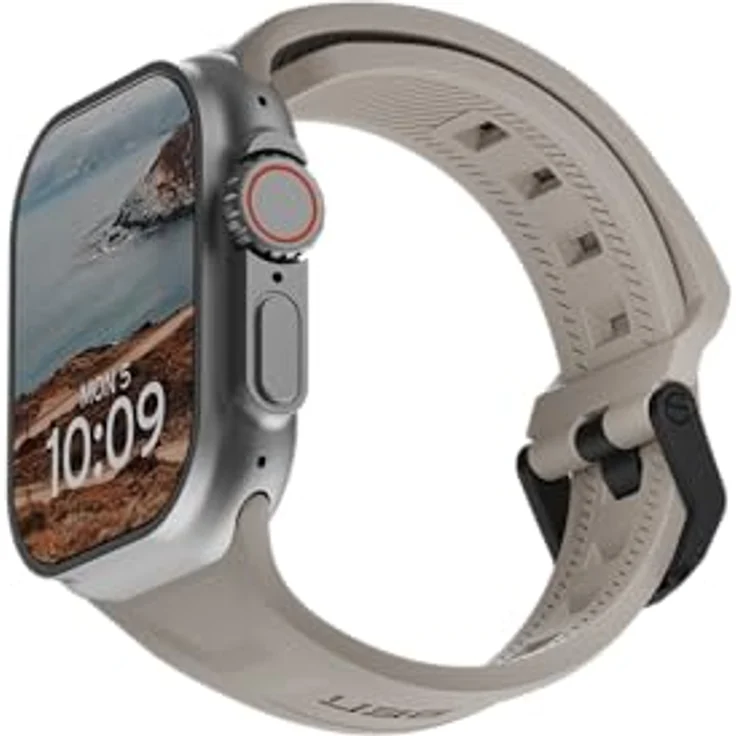 URBAN ARMOR GEAR Scout Armband für Apple Watch, Silikon Ersatz-Armband für 49mm/45mm/44mm/42mm (Ultra 2/Ultra, SE, Series 9/8/7/6/5/4/3/2/1), antibakteriell, Titanium – Bild 5