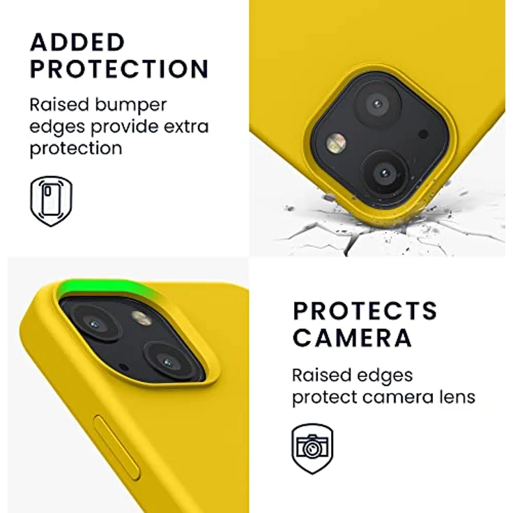 kwmobile Handyhülle für iPhone 13 mini, Silikon Case in Strahlend Gelb, kabelloses Laden, rutschfest und flexibel – Bild 3