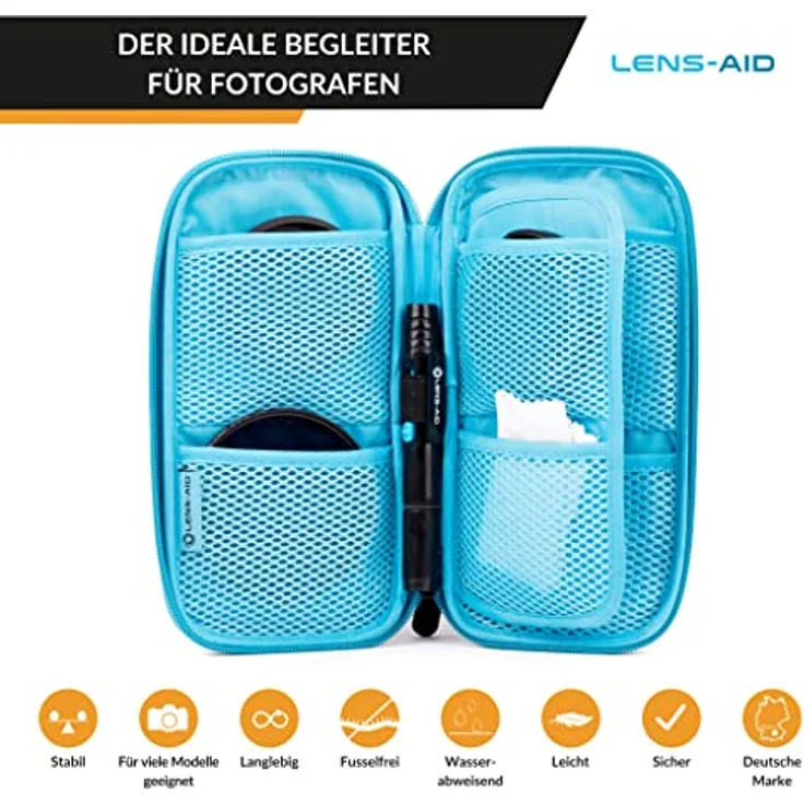 LENS-AID Filtertasche für Rundfilter mit Fächer für Filter bis 82mm, Aufbewahrungstasche für Polfilter, UV-Filter, Kamera Deckel etc. – Bild 3