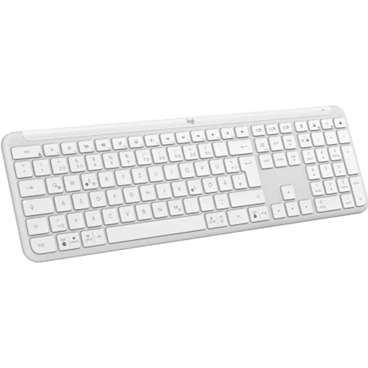 Logitech Signature Slim K950 kabellose Tastatur, schlankes Design, Wechseln zwischen Geräten beim Tippen, leises Tippen, Bluetooth, Multi-OS, Windows, Mac, Chrome, DEU QWERTZ-Layout, Weiß – Bild 1