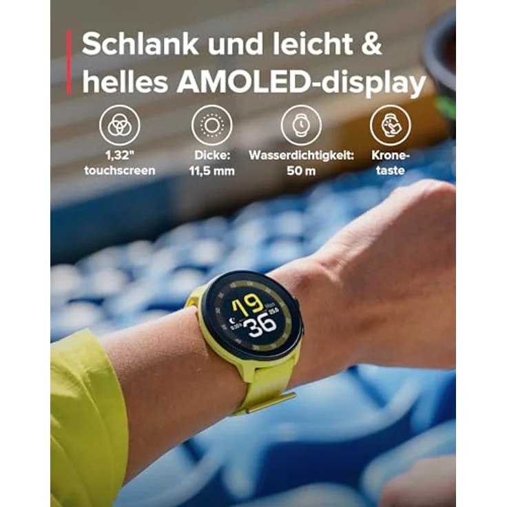 SUUNTO Run GPS Laufuhr, 1,32" AMOLED-Touchscreen, leicht, Multisport, präzises GPS, 12 Tage Akkulaufzeit, 4GB Offline-Musikspeicher – Bild 2