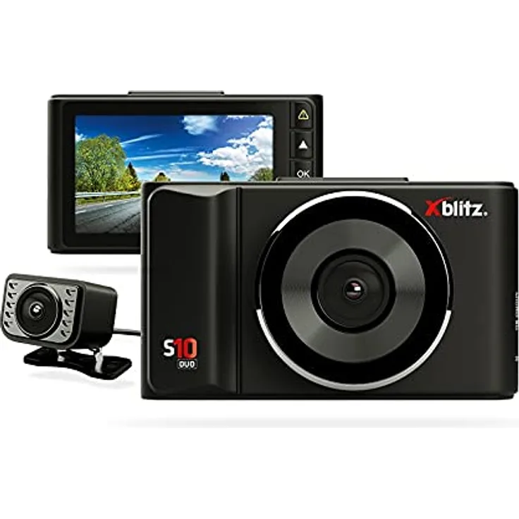 XBLITZ® S10 Duo, Dashcam Full HD Autokamera, Front- und Rückkamera, 150° Weitwinkelobjektiv, Loop-Aufnahme, G-Sensor, Parkmodus, 6 Glaslinsen, aktiver Griff, 2.4 Zoll