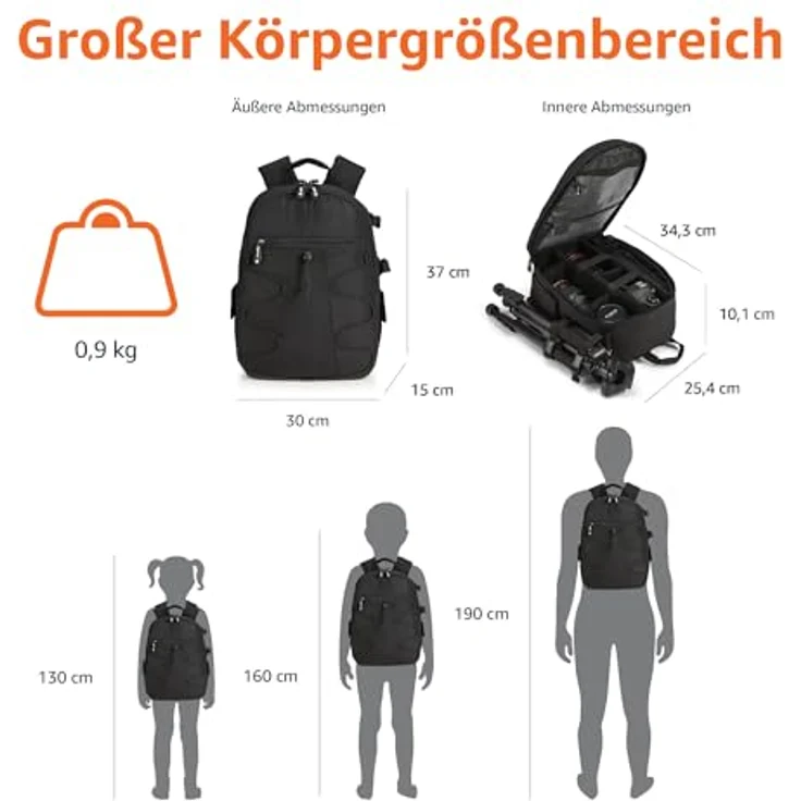 AmazonBasics DSLR-Kamerarucksack für Spiegelreflexkameras und Zubehör schwarz – Bild 4