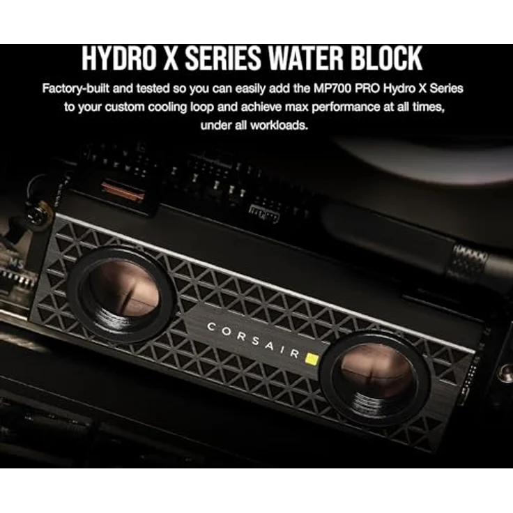 Corsair MP700 PRO Hydro X Series 2TB M.2 PCIe Gen5 x4 NVMe 2.0 SSD - M.2 2280 - Bis zu 12.400MB/sec Sequentielles Lesen - High-Density TLC NAND - Vorinstallierter Wasserblock - Schwarz – Bild 3