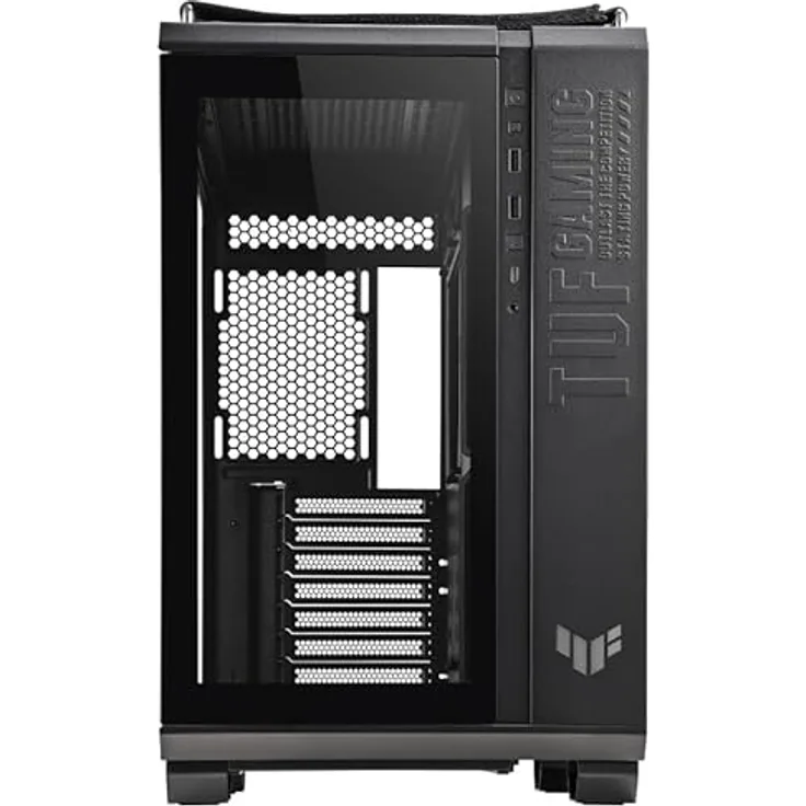 ASUS TUF Gaming GT502 Horizon TG ARGB Schwarz, Doppelkammergehäuse mit Panorama-Design und Glasplatte, 4 vorinstallierte ARGB-Lüfter, Hochgeschwindigkeits-USB-C-Anschluss, werkzeuglose Montage