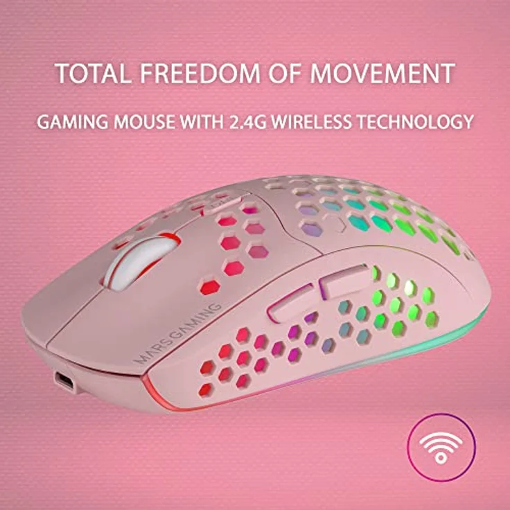 MARSGAMING Mars Gaming MMW3P, Kabellose Gaming Maus, RGB Flow, Ultraleicht 79g, 3200DPI, Rosa – Bild 3