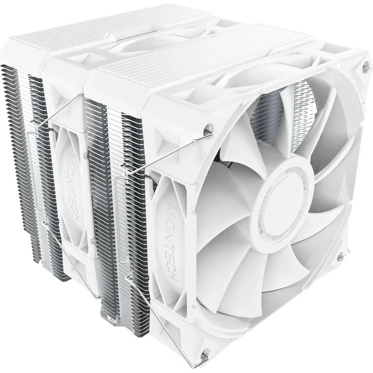 Montech NX600 CPU Kühler, Dual Tower mit 6 Heatpipes, 2x 120mm PWM-Lüfter, weiße Kühloberfläche, leiser Betrieb