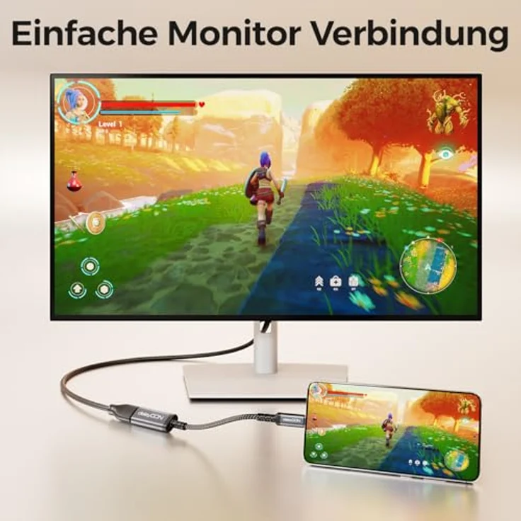 deleyCON USB-C auf DisplayPort Adapter Kabel, 4K@60Hz & 2K@165Hz, für DisplayPort Monitore, MST, Thunderbolt 3/4, kompatibel mit iPhone 17/16/15, MacBook, iPad Pro/Air, Galaxy S25 S24 – Bild 5