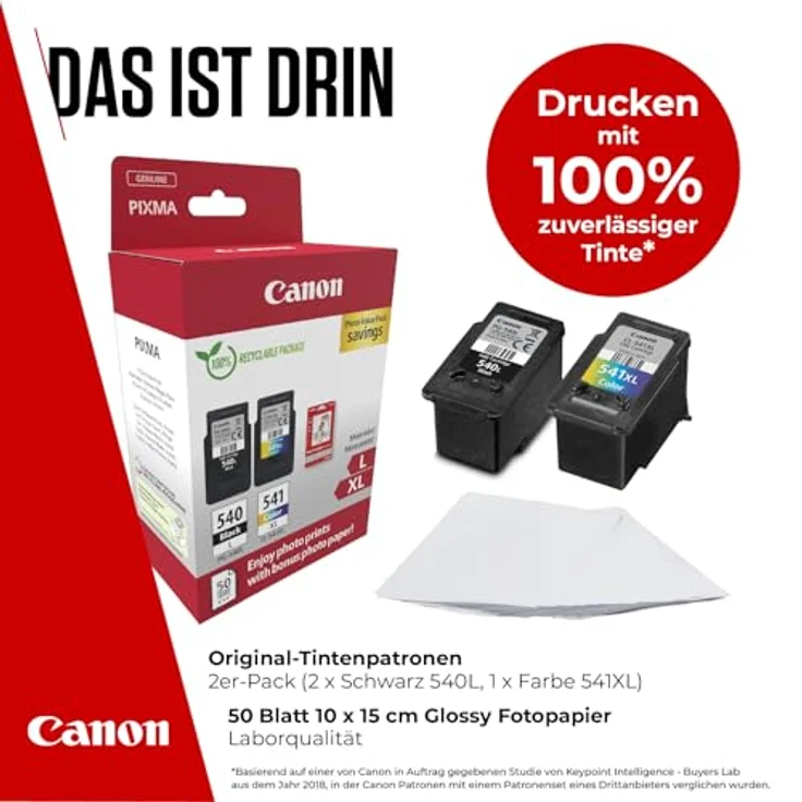 Canon PG-540L + CL-541XL Photo Value Pack, Tintenpatronen mit schwarzer und mehrfarbiger Tinte für brillante Ausdrucke – Bild 2