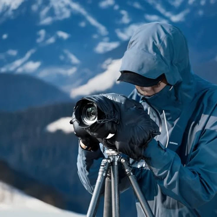 Pgytech Camera Cold Proof Warm Cover, verstellbare Kameratasche für Objektive bis 150 mm, schwarz, wasserabweisend, gefüllt mit 35 g Daune – Bild 7