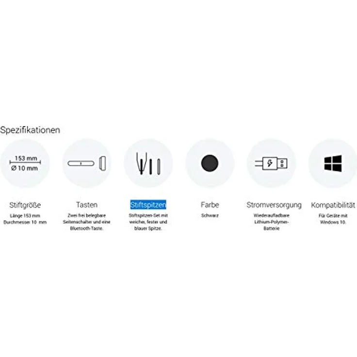 Bamboo Ink Plus-Active Stylus (wiederaufladbar, mit 4.096 Druckstufen & Neigungserkennung zum präzisen Zeichnen, Schreiben & Kommentieren auf stiftfähigen Windows 10-Geräten) schwarz – Bild 2