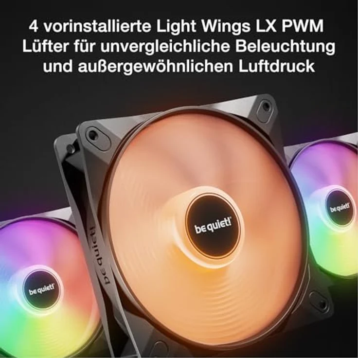 be quiet! Pure Base 501 LX Black PC-Gehäuse mit 4 Light Wings PWM-Lüftern, ARGB-Beleuchtung, hoher statischer Druck, USB 3.2 Gen. 2 Type C – Bild 3
