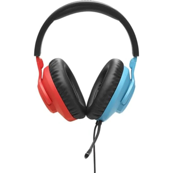 JBL Quantum 100N, kabelgebundenes Over-Ear-Gaming-Headset mit abnehmbarem Mikrofon, JBL QuantumSOUND Signature und Memory Foam, Multi-Plattform-Kompatibilität und Windows Sonic Spatial Sound, Blau/Rot – Bild 5