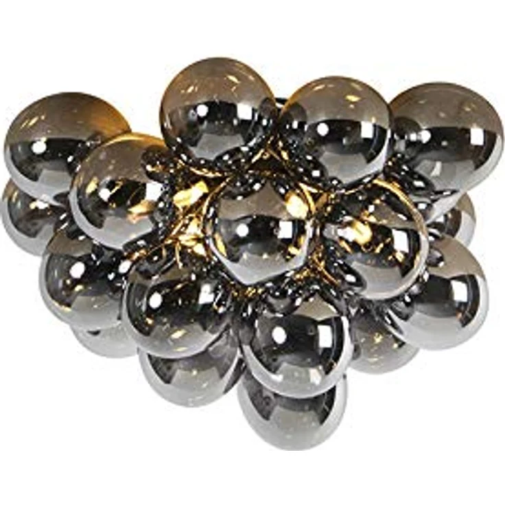 Qazqa - Design Deckenleuchte schwarz mit Rauchglas 6 Lampen - Uvas Kugelförmig LED geeignet G9 – Bild 1