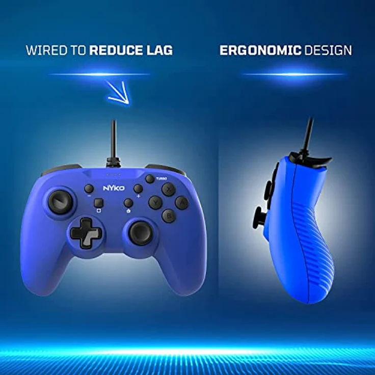 Nyko Prime Wired Controller, Gaming Controller mit 2 Meter USB-Kabel und programmierbarer Turbo-Taste, Blau für Nintendo Switch – Bild 3