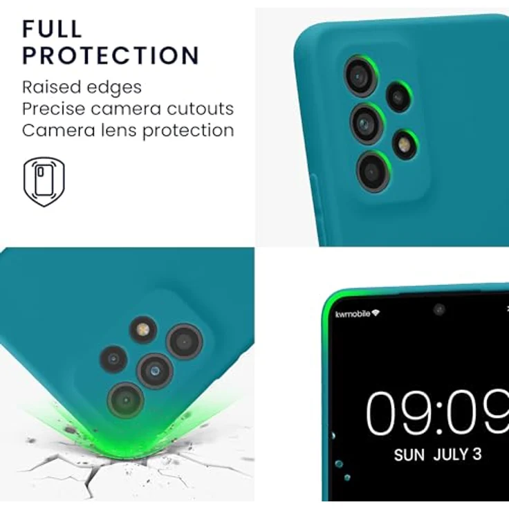 kwmobile Handyhülle für Samsung Galaxy A53 5G - weiches Silikon Case in Petrol matt, reißfest und rutschfest mit präzisen Ausschnitten für Knöpfe und Kamera. – Bild 3