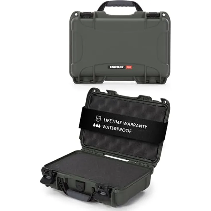 Nanuk Kunststoffkoffer 909, wasserdichte Hartschalentasche mit Schaum, olivgrün, für Fotografie und Outdoor-Ausrüstung, 4.80 l