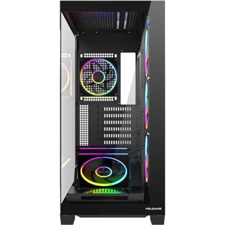 MODECOM Volcano Stellar Plus ARGB 5F, Gaming-Computergehäuse mit 5 ARGB-Lüftern, gehärtetem Glas, USB 3.0 und USB-C, schwarz – Bild 4