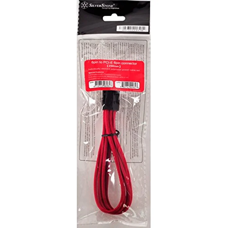 SilverStone SST-PP07-IDE6R - Netzteil-Verlängerungskable 25cm 6pin auf PCI-E 6pin, rot - Preisvergleich – Bild 3