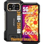 Ulefone Armor 27T Pro Outdoor Smartphone 5G Android 14 Handy 24GB + 256GB/SD-2TB 10600mAh Akku, 6.78 Zoll FHD+ 120Hz mit Wärmebildkamera, 64MP+50MP Kamera, unterstützt 33W Schnellladung GPS/NFC/OTG, Schwarz