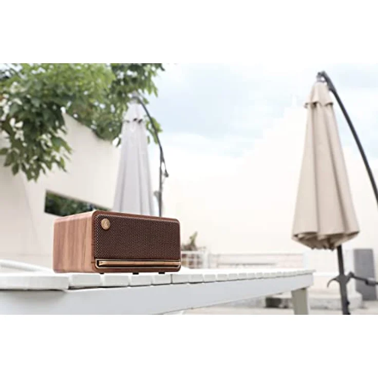 Edifier MP230 - Tragbarer Bluetooth-Lautsprecher im Retro-Design, kabellos. Wiedergabe über Bluetooth, AUX und Micro SD Karte | Braun Holz – Bild 3