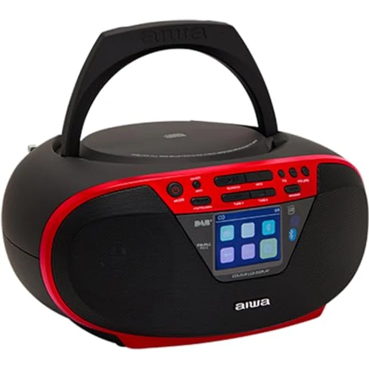 Aiwa BBTU-500DAB/RD, tragbares DAB+ CD-Radio mit 6,1 cm Farbdisplay, Bluetooth 5.0, USB und rotem Gehäuse – Bild 2
