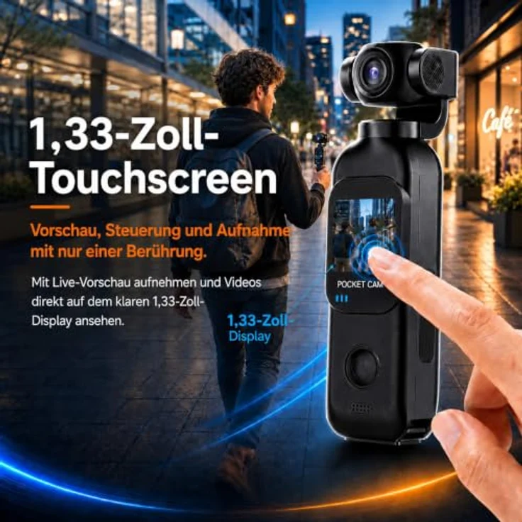 TOSBARRFT H92 Vlog Kamera 1080P, kompakte Videokamera mit 32-GB-Karte und 1,33-Zoll-Touchscreen – Bild 5