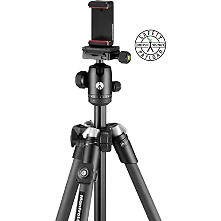 Manfrotto Element MII Mobile Bluetooth Carbon MKELMII4CMB-BH, leichtes Reisestativ mit Tragetasche, Arca-kompatiblem Kugelkopf, trägt bis zu 8 kg, für DSLR, CSC, Kompaktkameras und Smartphones – Bild 2