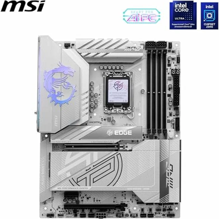 MSI MPG Z890 Edge TI WiFi Mainboard, ATX - Unterstützt Intel Core Ultra Prozessoren (Serie 2), DDR5 Memory Boost, PCIe 5.0 x16, M.2 Gen5, Wi-Fi 7, 5G LAN, Schwarz – Bild 2