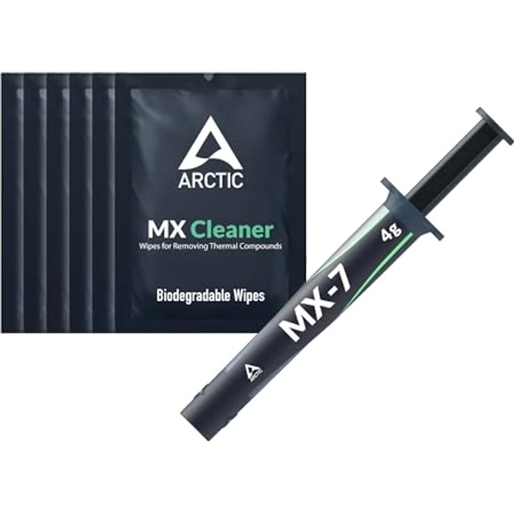 ARCTIC MX-7 Wärmeleitpaste (4g) mit 6x MX Cleaner, hohe Viskosität bis 38000 Poise, Betriebstemperatur -50-250 °C – Bild 1