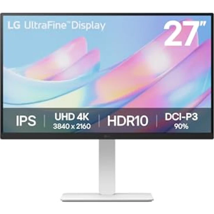 LG 27US550-W, 27 Zoll UHD 4K Monitor mit 5 ms Reaktionszeit, IPS-Display, 300 cd/m², HDR10 und verstellbarem Standfuß, weiß – Bild 2