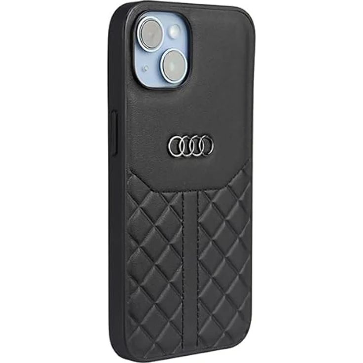 Audi Genuine Leather iPhone 14 6.1" Hardcase, Schwarz, TPU/Naturleder, schlankes Design, geprägtes Rhombenmotiv, Zugang zu allen Tasten und Ports – Bild 2