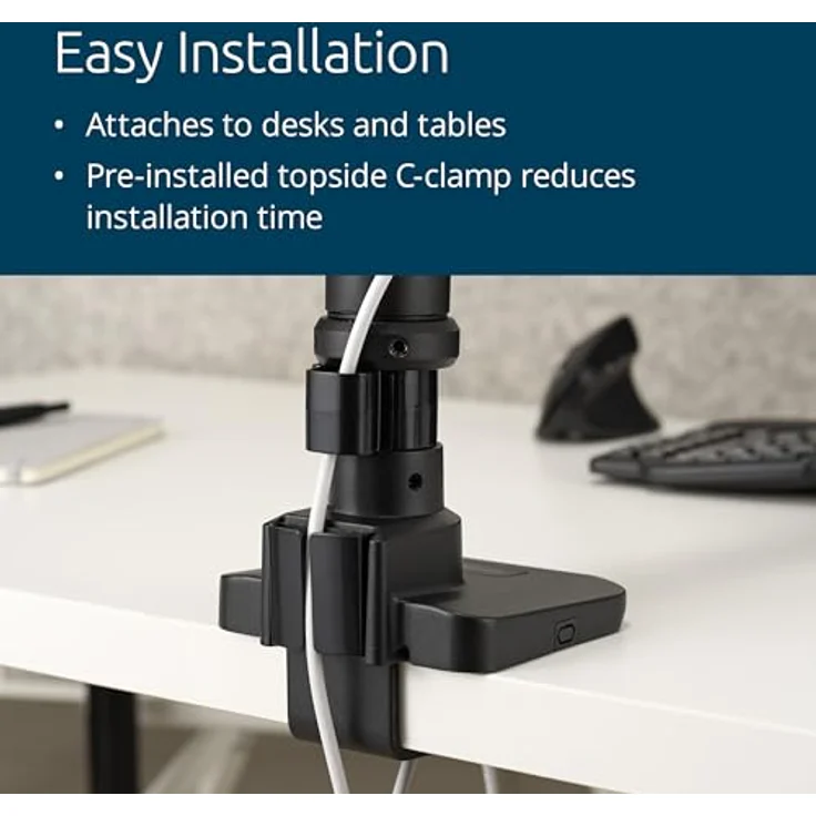 Kensington SmartFit Premium, Gasfeder-Monitorarm für Tischmontage, geeignet für Displays bis 49" (124,5 cm) mit Höhenverstellung, schwarz – Bild 6