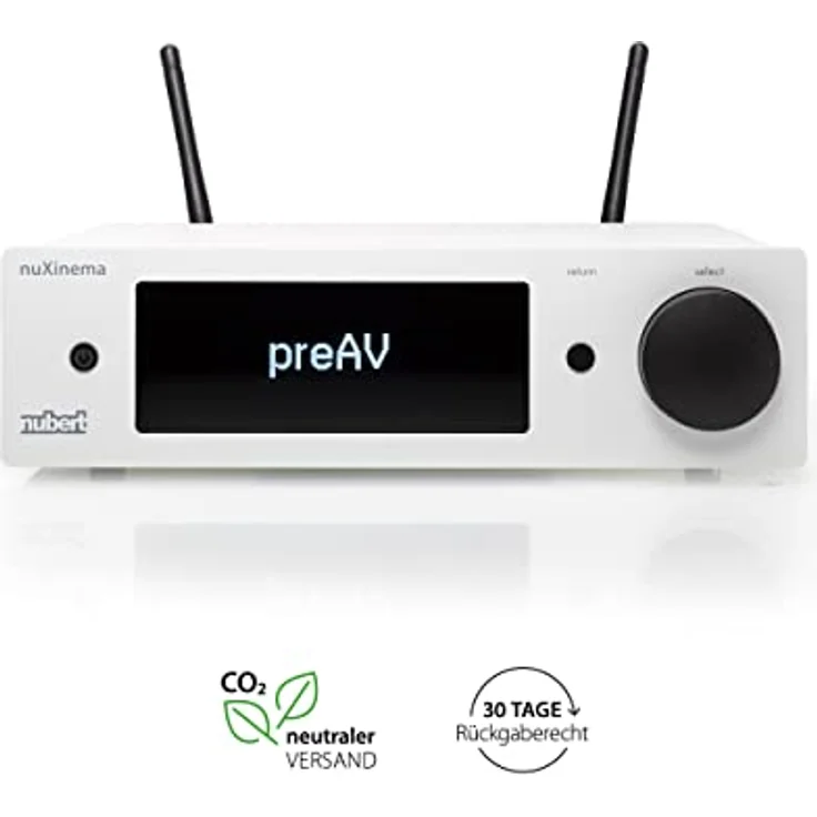 Nubert nuXinema preAV | weißer AV-Vorverstärker | Für vollen Surround-Sound | Wireless und komfortabel | Mit Dolby Atmos® und DTS:X | Schaltzentrale für max. 9 Quellen | Geringer Stromverbrauch – Bild 3