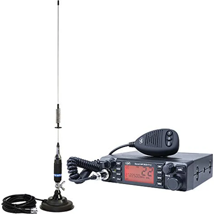 PNI Escort HP 9001 PRO ASQ, CB Radio mit Multifunktionsdisplay und PNI S75 Magnetantenne, 10 km Reichweite – Bild 1