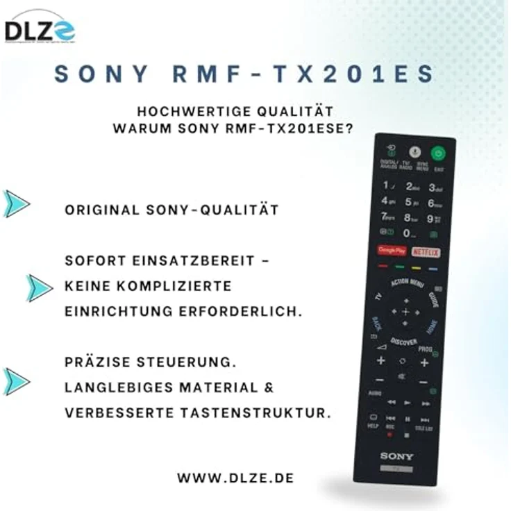 Sony RMF-TX201ES, Original-Fernbedienung für Sony Bravia Smart TVs, sofort einsatzbereit, präzise Signalübertragung – Bild 5