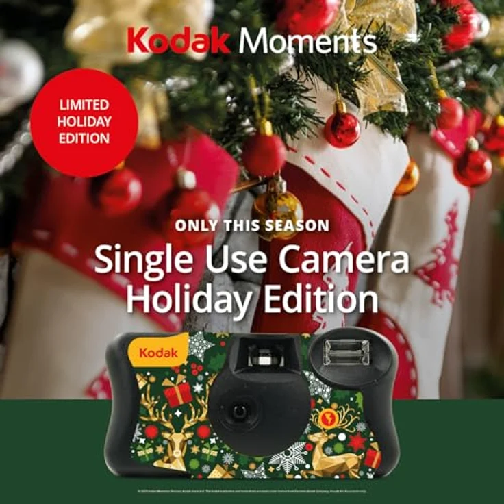 Kodak X-Mas Fun Saver 27+12, Einwegkamera mit 800 ISO und integriertem Blitz im Weihnachtsdesign, Mehrfarbig – Bild 4