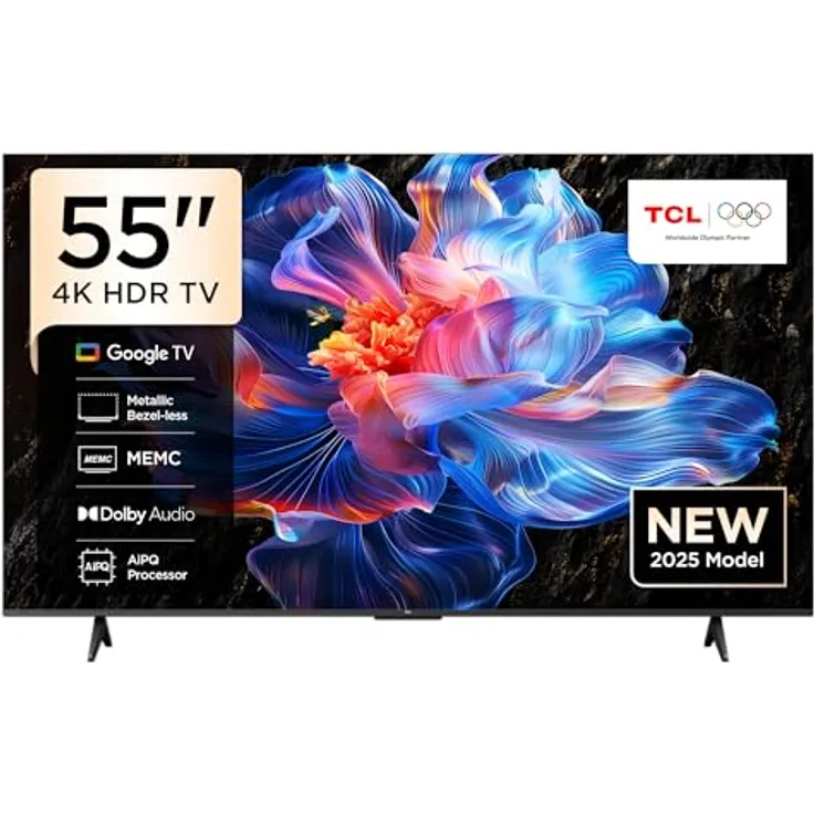 TCL 55P6K LED TV, 55 Zoll 4K HDR Smart TV mit Google TV, Dolby Audio, Motion Clarity, HDMI 2.1, kompatibel mit Google Assistant und Alexa