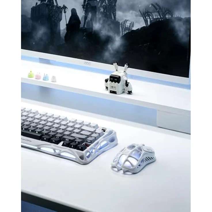GravaStar Mercury M2, Kabellose RGB Gaming Maus mit 26.000 DPI, stabiler TUROSPEED Wireless-Verbindung, ultraleicht und anpassbarer Beleuchtung, Weiß – Bild 2
