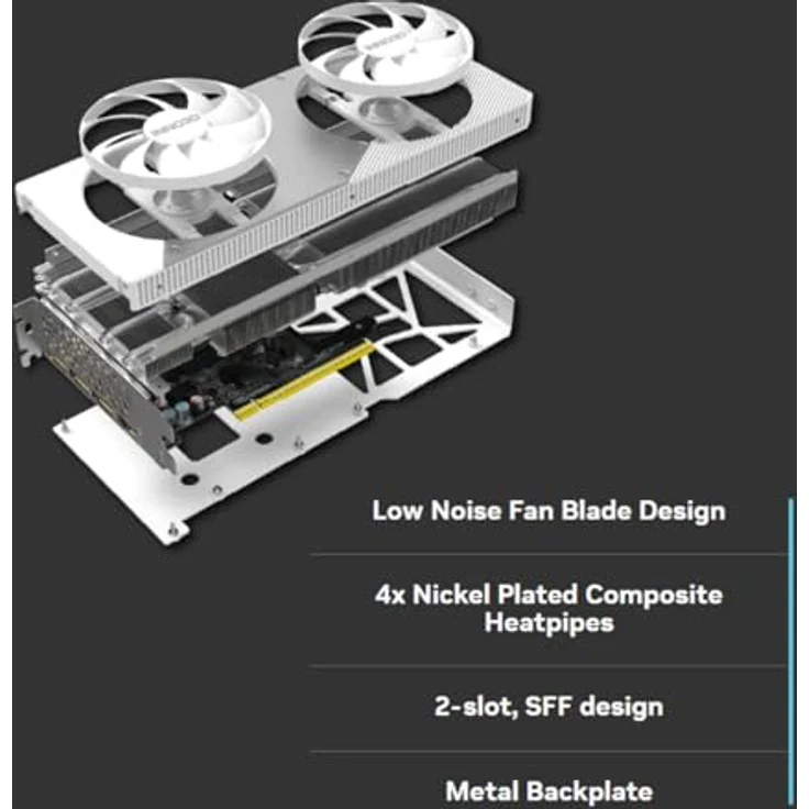 Inno3D GeForce® RTX 5060 TI 8GB Twin X2 OC WHITE, Next-Gen-Grafikkarte mit GDDR7, 8192 x 4320 Pixel Auflösung und effizienter Kühlung – Bild 6