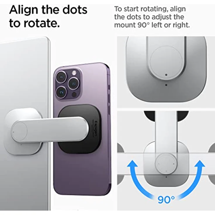 Spigen S312, Smartphone Halterung für ergonomische Sicht, Schwarz/Silber – Bild 4