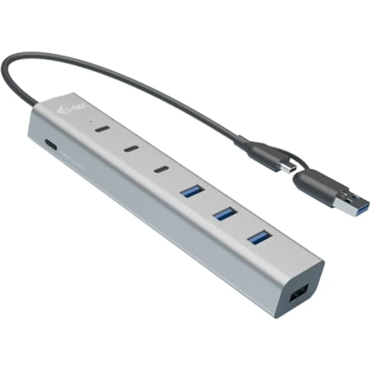 i-tec USB-C/USB-A Charging Metal HUB 7 Port, 3x USB-C und 4x USB-A Anschlüsse, Aluminiumgehäuse – Bild 1