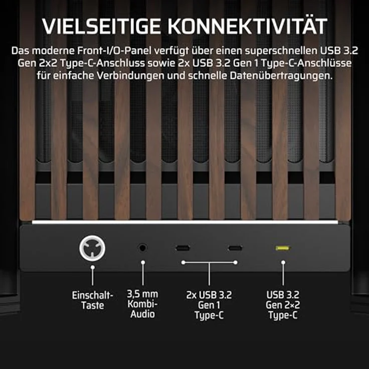 Corsair FRAME 5000D WOOD RS, Midi Tower PC, Schwarz/Braun, ATX, EATX, micro ATX, Mini-ITX, gehärtetes Glas, Gaming, mit RGB-Beleuchtung – Bild 9