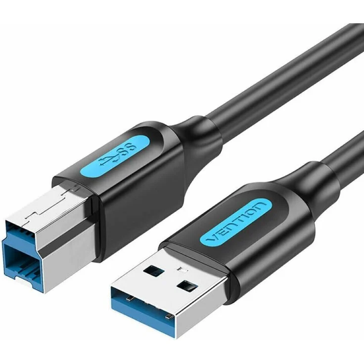Vention COOBI-Kabel, USB-A 3.0 auf USB-B, 3 m, schwarz, maximale Datenübertragungsrate 5000 Mbit/s