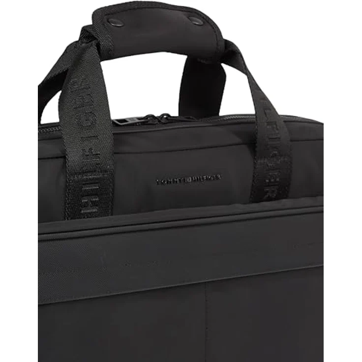 Tommy Hilfiger TH REPREVE COMPUTER BAG, Unisex Laptoptasche aus Lederimitat mit verstärktem Traggriff, schwarz – Bild 3