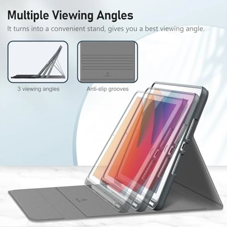 Fintie Tastatur Hülle für iPad 10.2 Zoll (9/8/ 7 Generation - 2021/2020/2019), Himmelgrau, mit TPU Rückschale, Pencil Halter und magnetisch Abnehmbarer Tastatur – Bild 4