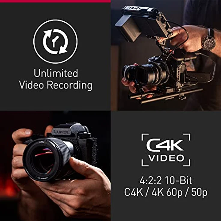 Panasonic LUMIX DC-S5M2XKE Spiegellose Vollformatkamera mit LUMIX S-R2060 20-60mm F3.5-5.6 Objektiv, 4K 60p & 6K 30p unbegrenzte Aufnahme, Flip Screen, WLAN, Hybrid-Phasen-AF, DMW-BLK22 Akku, Schwarz – Bild 5