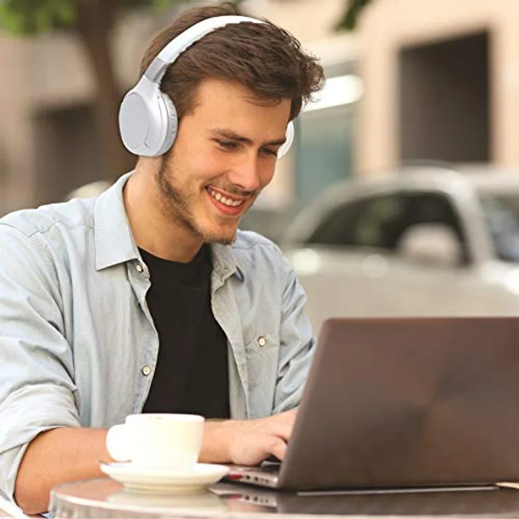 Lexibook HPBT010S Acoustix 2-in-1-Bluetooth-Kopfhörer-Stereo Wireless Wired, faltbar, verstellbar, blau Weiß/Silber, Einheitsgröße – Bild 4