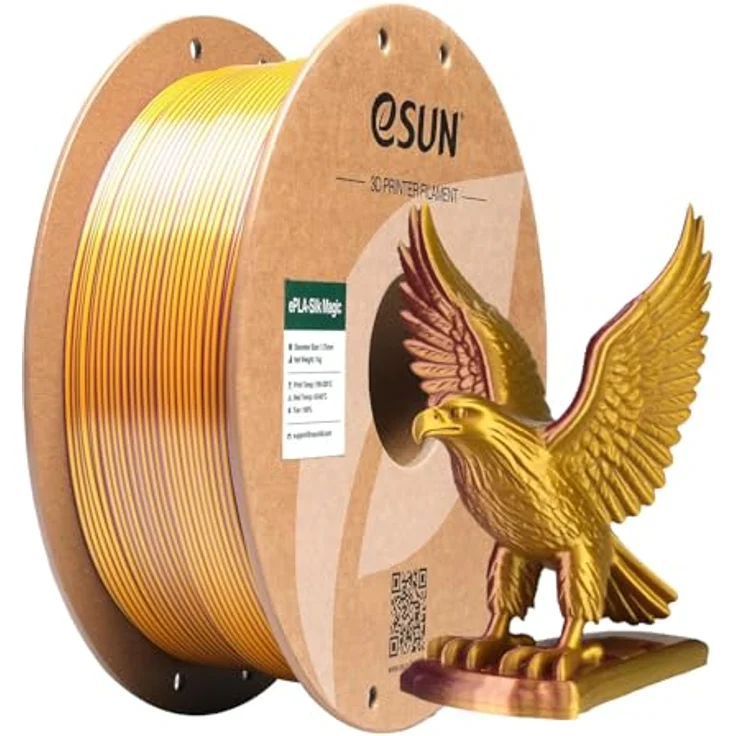 eSUN Silk Magic PLA Filament 1.75mm, Dual-Color Co-Extrusion, Silk Lila Gold, 1KG Spule für 3D-Drucker mit exzellenter Oberflächenqualität und geringer Verformung – Bild 1
