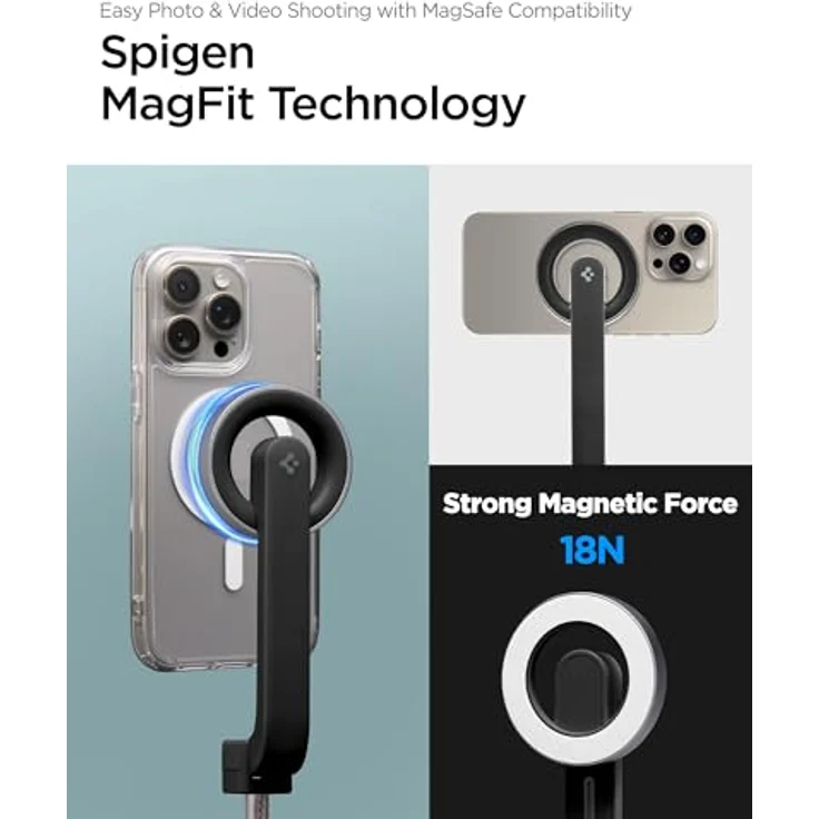 Spigen S571W MagSafe Tripod, Selfie Stick mit stabiler Konstruktion und Bluetooth-Fernbedienung, Schwarz – Bild 3